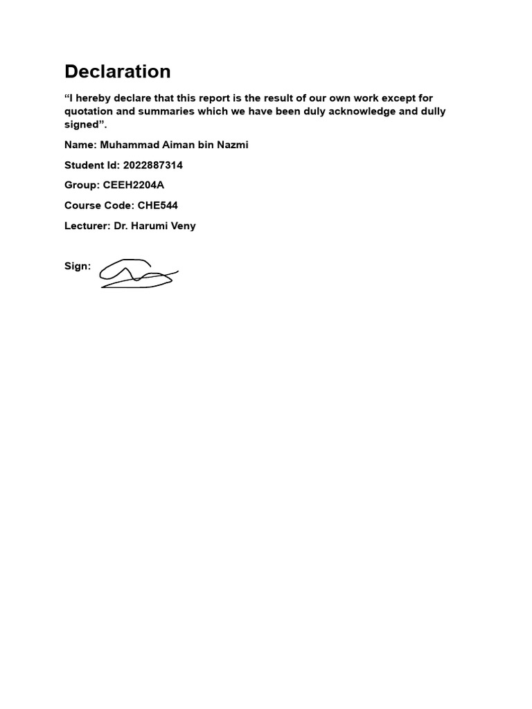 Muhammad Aiman Bin Nazmi - 2022887314 - A2 - Declaration of Form | PDF