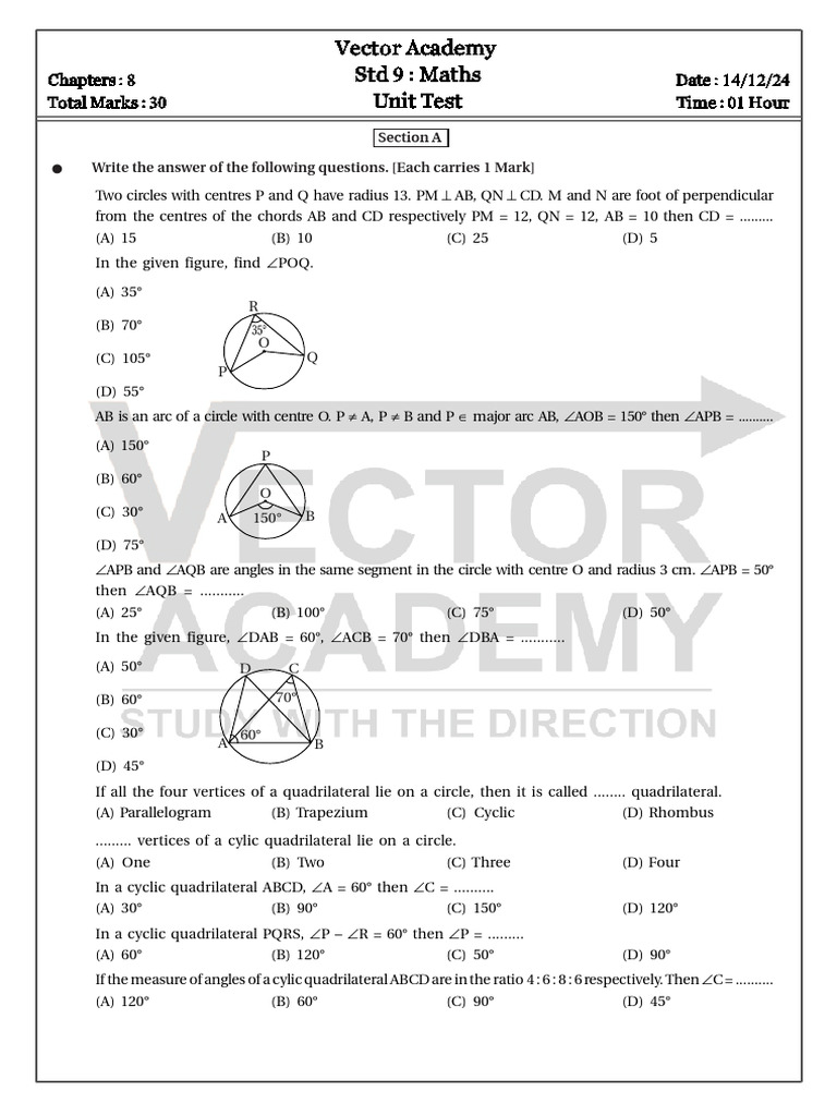Unittest d13 dec 2024 pdf geometry euclidean geometry