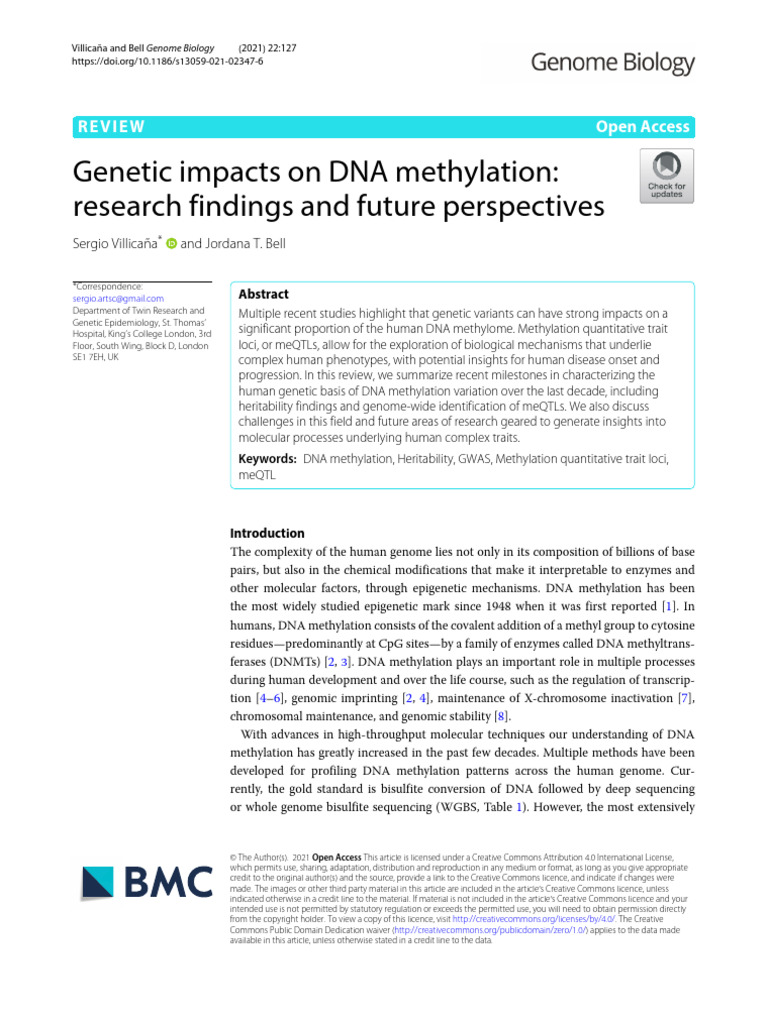 Genetic Impact on DNA Methylation | PDF | Dna Methylation | Heritability
