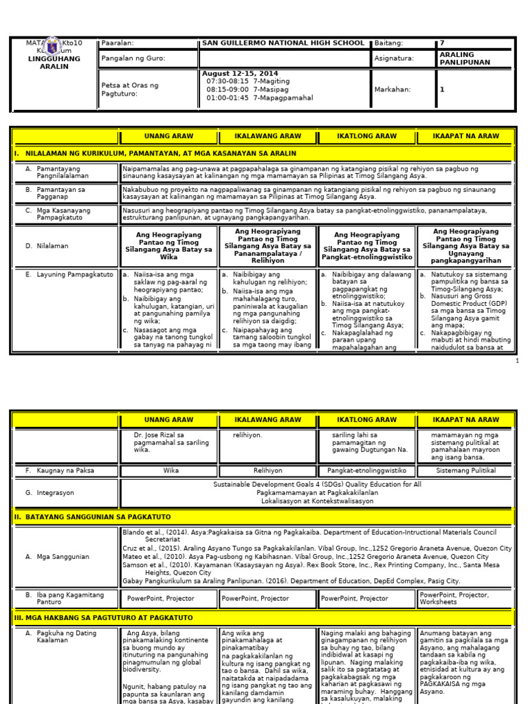 AP7 Q1 Week 3 | PDF