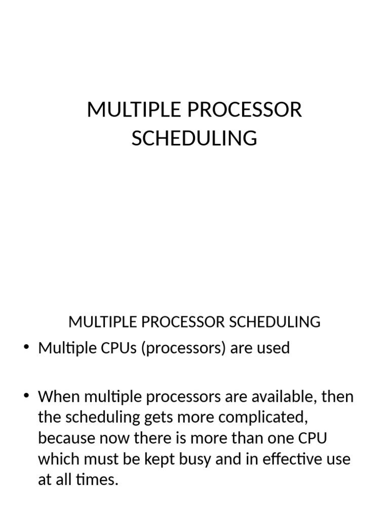 Multiple Processor Scheduling Techniques | PDF | Scheduling (Computing ...