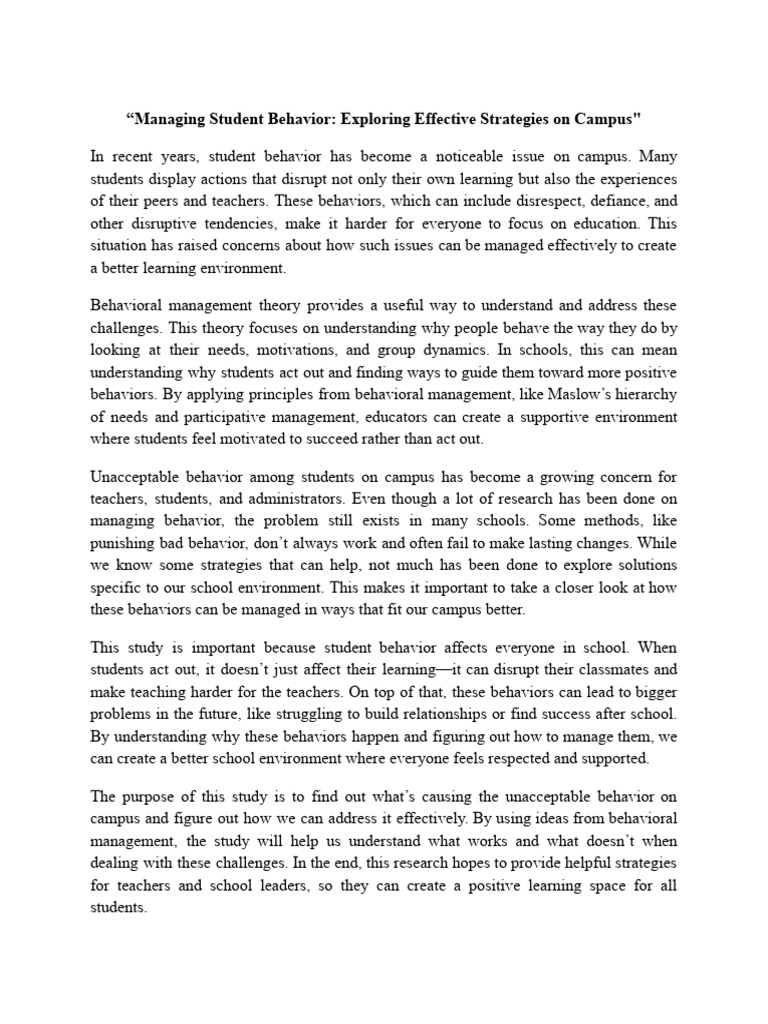 Managing Student Behavior Exploring Effective Strategies On Campus