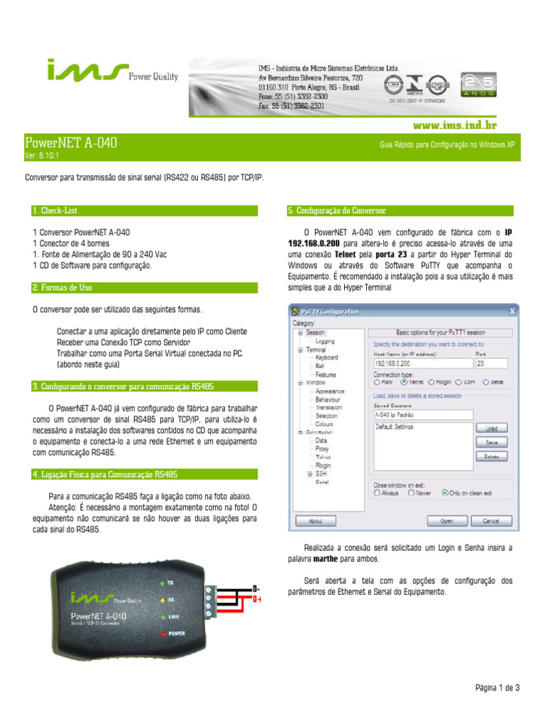 Guia de Configuração PowerNET A-040 | PDF | Porta (rede de computadores ...