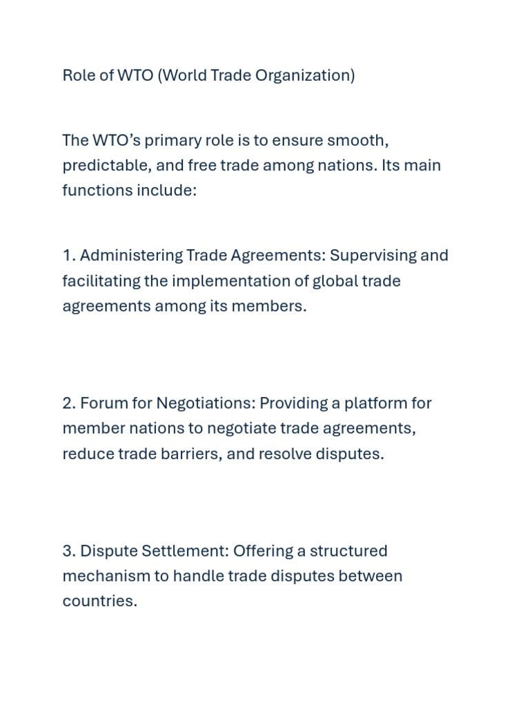 WTO, Its role , India's Context | PDF | World Trade Organization ...