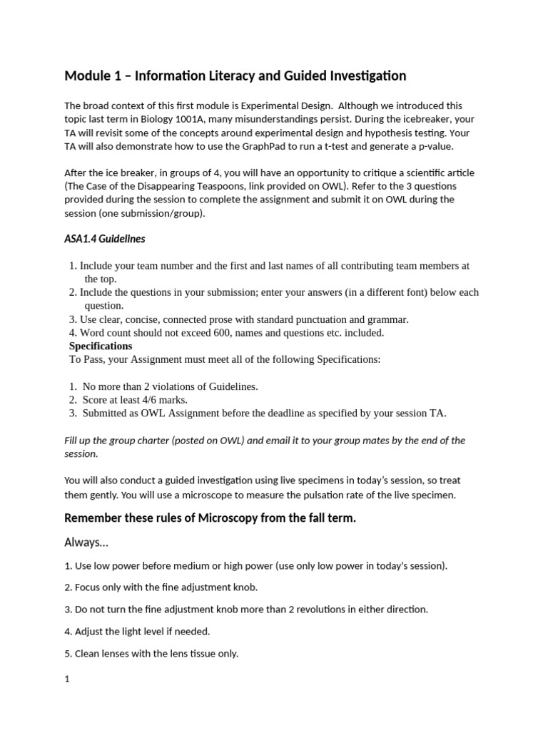 Module+1+Information+Literacy+and+Guided+Investigation | PDF | P Value ...
