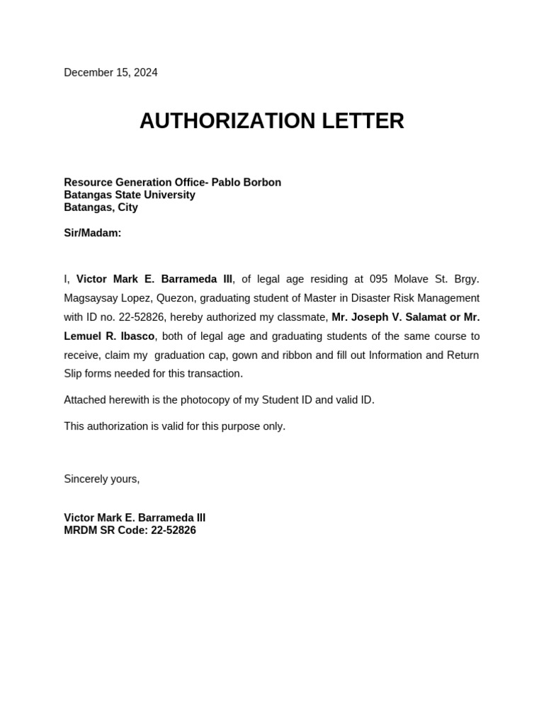 Authorization Cap Gown and Ribbon | PDF
