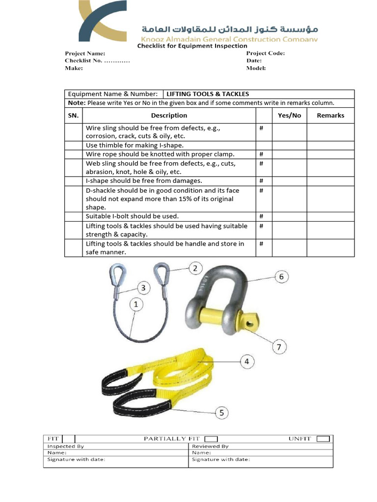 Lifting Tools Inspection | PDF