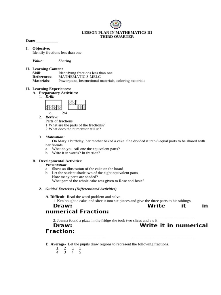 MATHEMATICS-3rd Q-Edited-fractions | PDF | Mathematics | Behavior ...