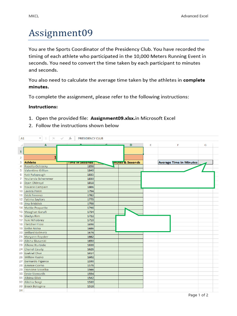 Convert Running Times in Excel | PDF
