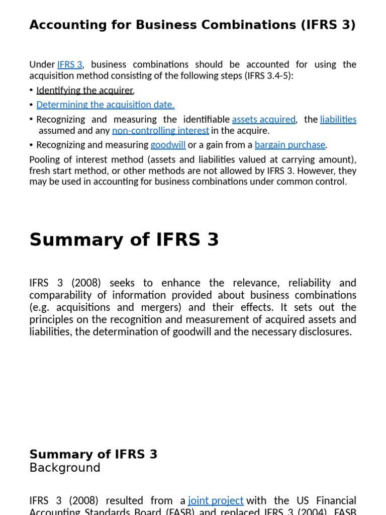 IFRS 3: Accounting for Business Combinations | PDF | Goodwill ...