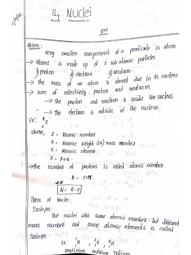 Nuclei Inter 2 Year Notes PDF | PDF