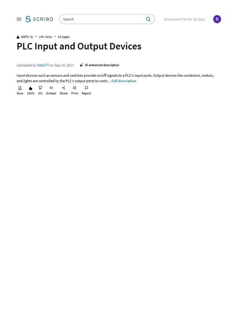 PLC Input and Output Devices _ PDF _ Switch _ Programmable Logic ...