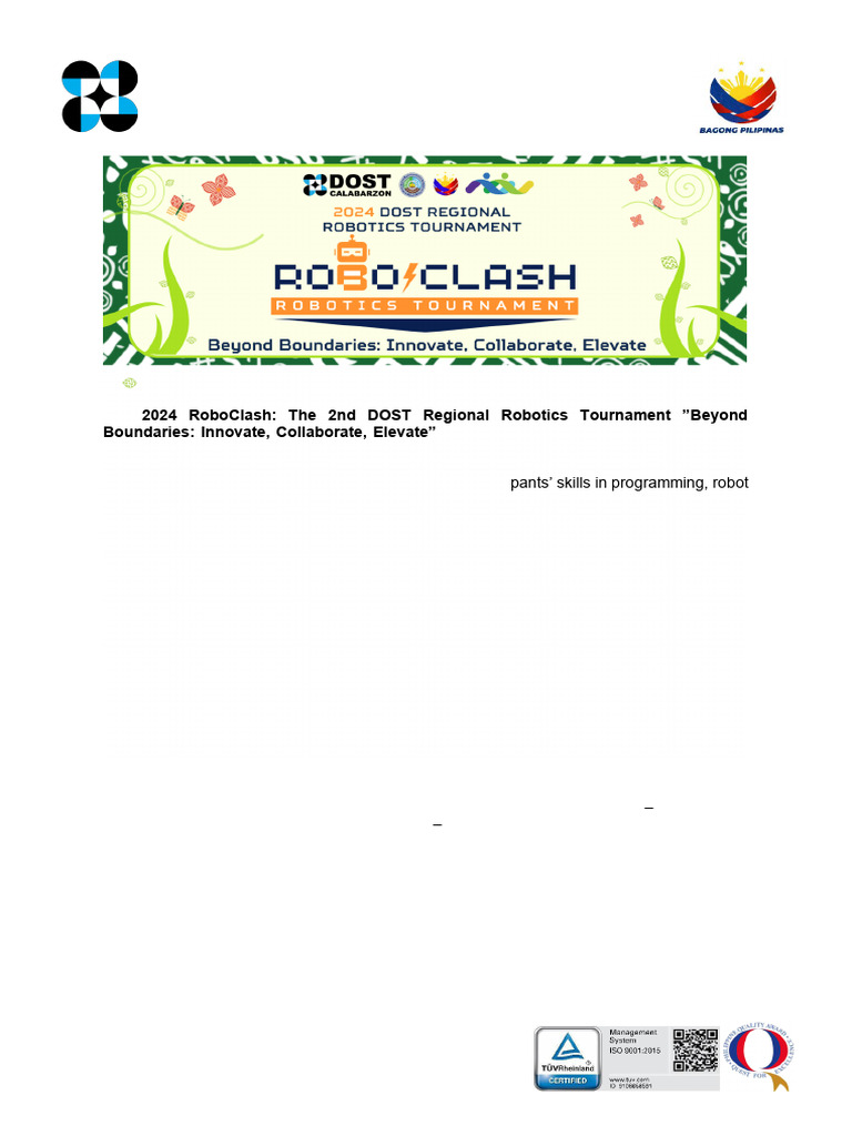 2024 DOST Regional Robotics Tournament | PDF