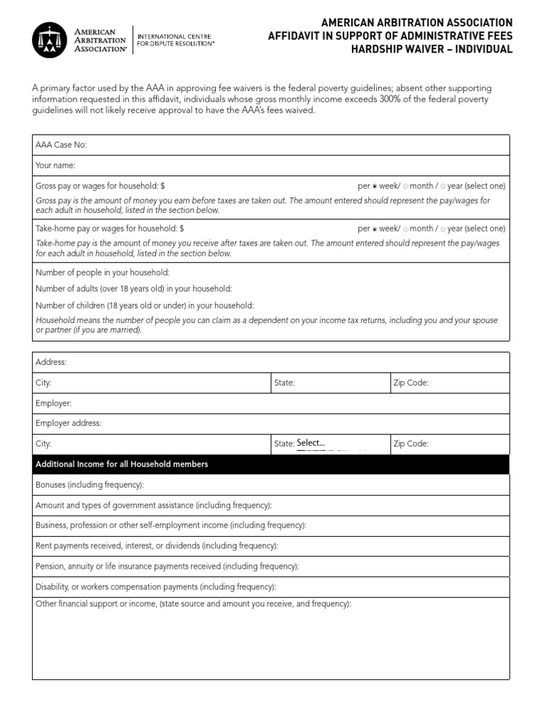 Z Supportof Hardship Waiverof Fees Individual | PDF | Taxes