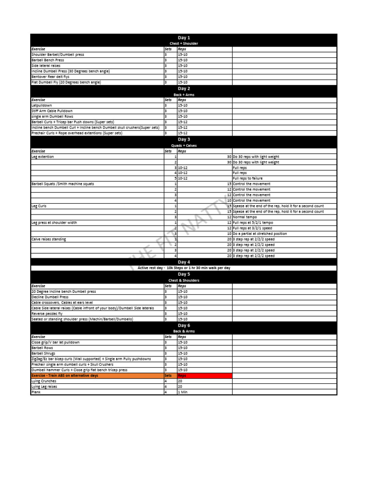 TB 1 workout plan | PDF | Weight Training