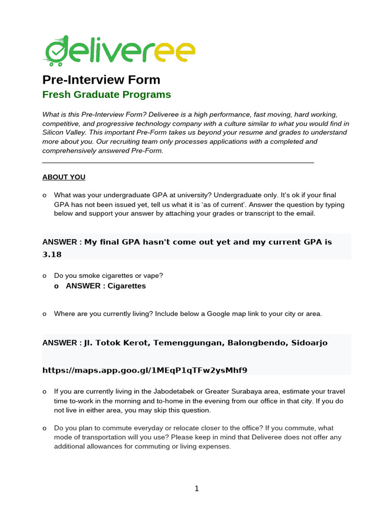 Fresh Grad Pre-Interview Guide | PDF