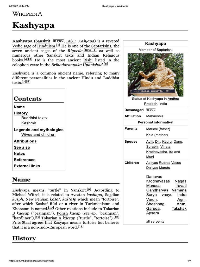 Kashyapa - Wikipedia | PDF