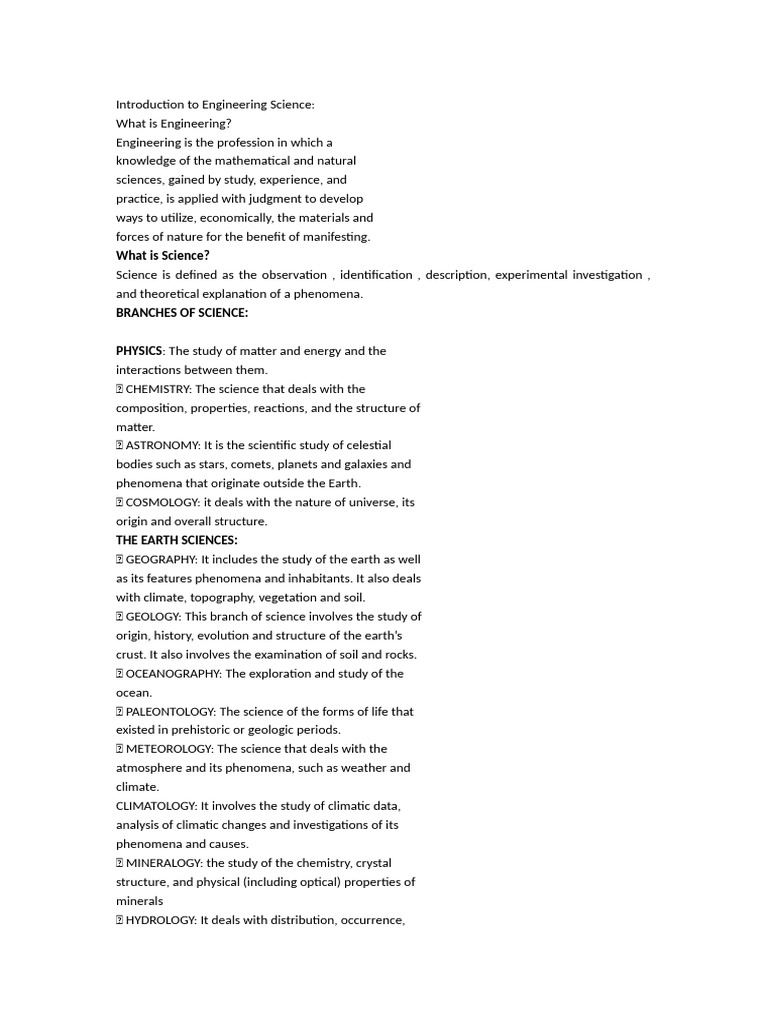 Engineering Science Notes SSS1 | PDF | Earth Sciences | Engineering