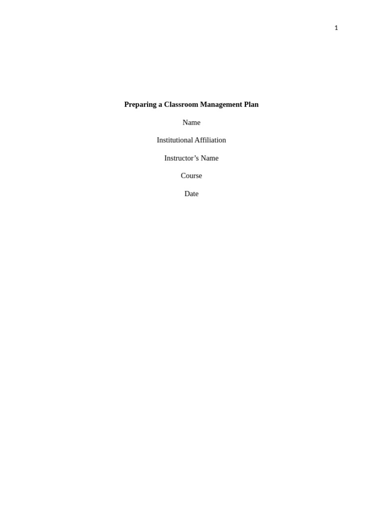 Classroom Management Plan Essentials | PDF | Classroom | Learning