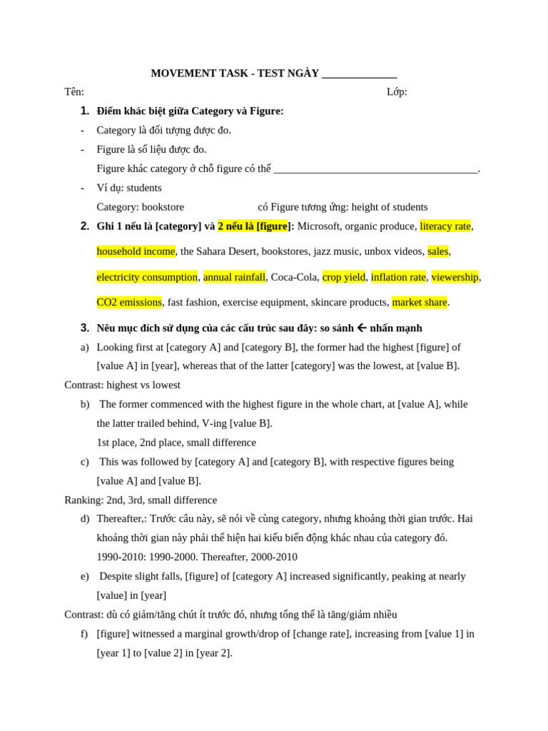 Movement Task - Test | PDF