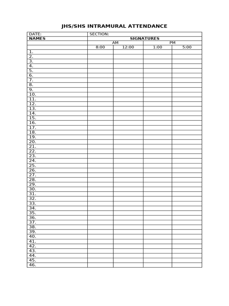 Intramural Attendance | PDF