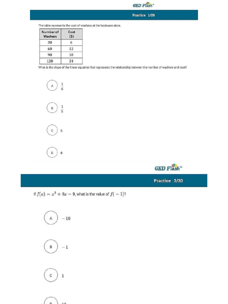 Graph & Function (GED Flash 12) | PDF