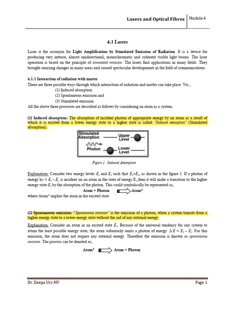 Understanding Laser Emission Processes | PDF | Photon | Emission Spectrum