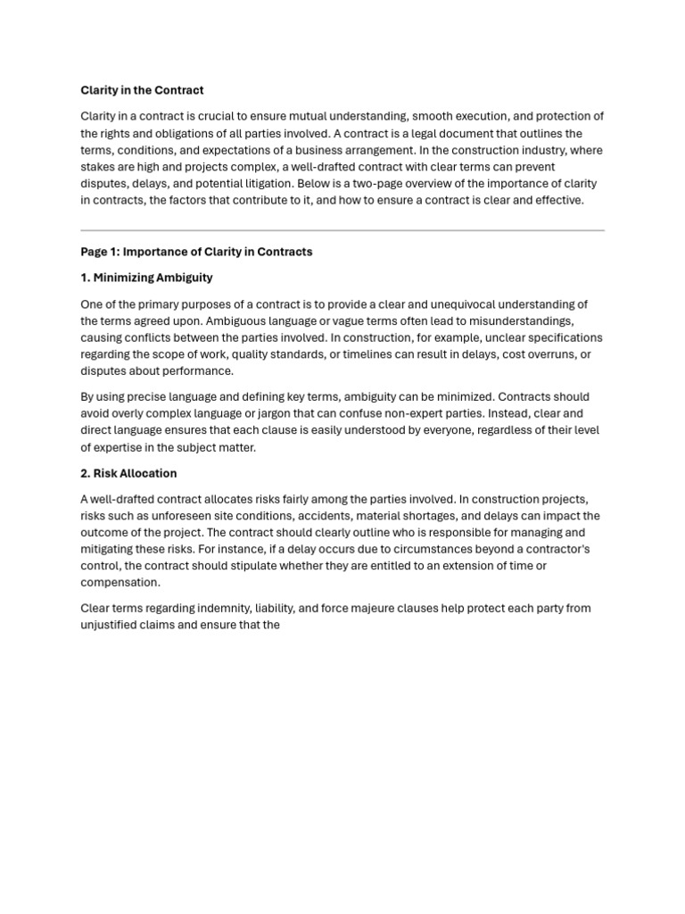 Clarity in Contract | PDF