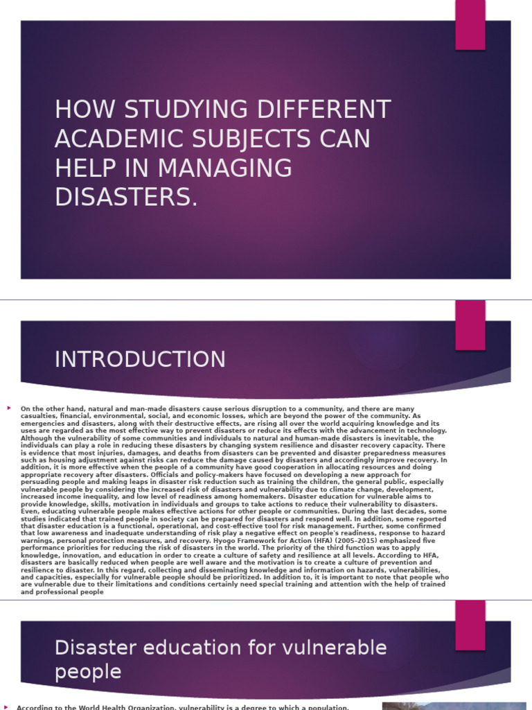 How Studying Different Academic Subjects Can Help in Managing Disasters ...