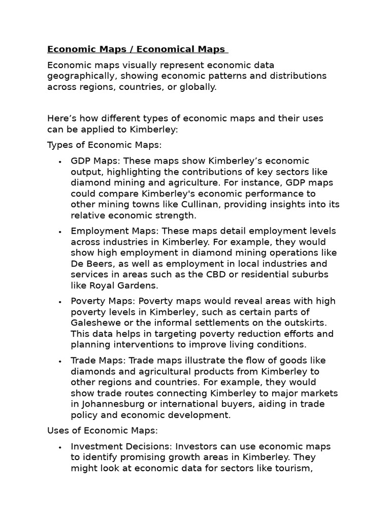 Economic Maps of Kimberley Explained | PDF | Poverty | Poverty ...