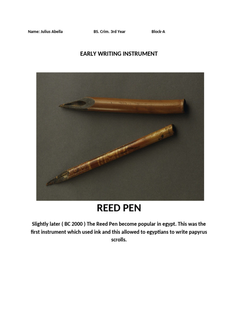 Early Writing Instrument Name Julius Ab-Wps Office | PDF