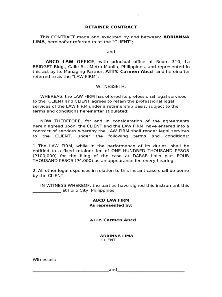 Retainer Contract | PDF