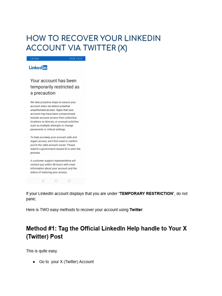 Recovering Your LinkedIn Account via Twitter | PDF
