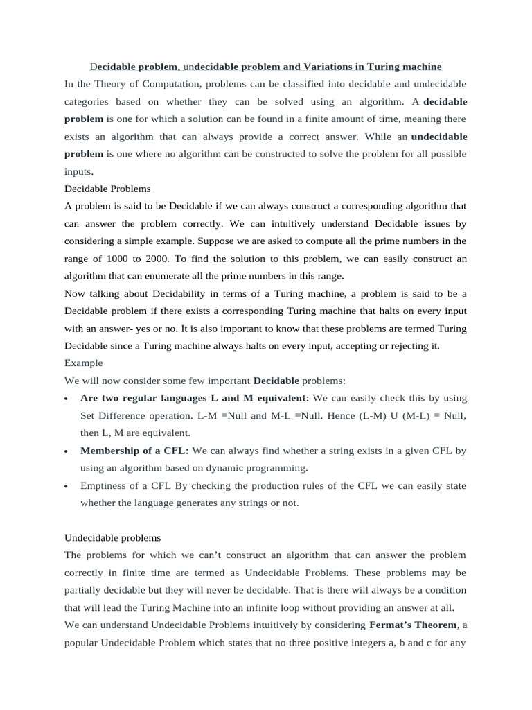 Module 5 TM Decidability | PDF | Mathematics | Theoretical Computer Science