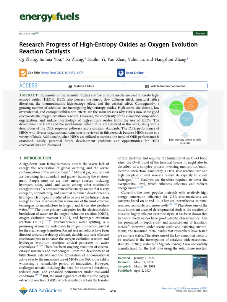 Zhang Et Al 2024 Research Progress of High Entropy Oxides As Oxygen ...