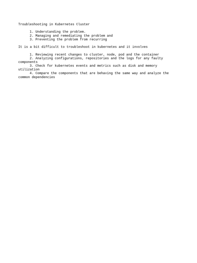 Kubernetes Cluster Troubleshooting Guide | PDF