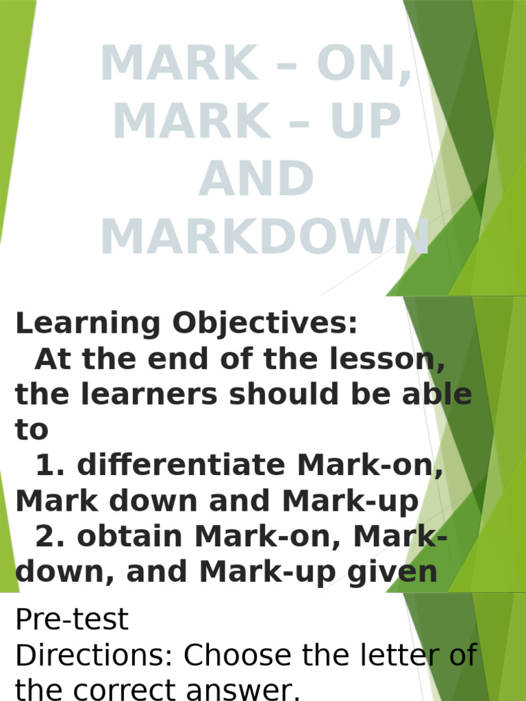 Understanding Mark-up and Mark-down | PDF | Mathematics