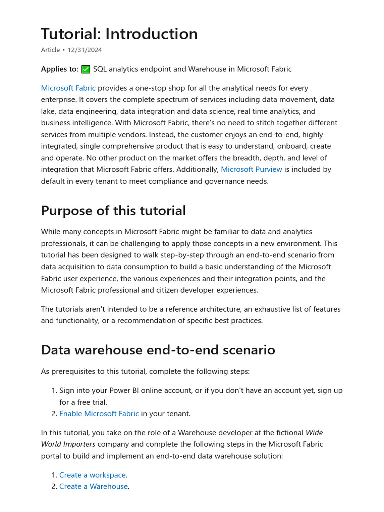 WWI Data Warehouse in Microsoft Fabric | PDF | Data Warehouse | Sql