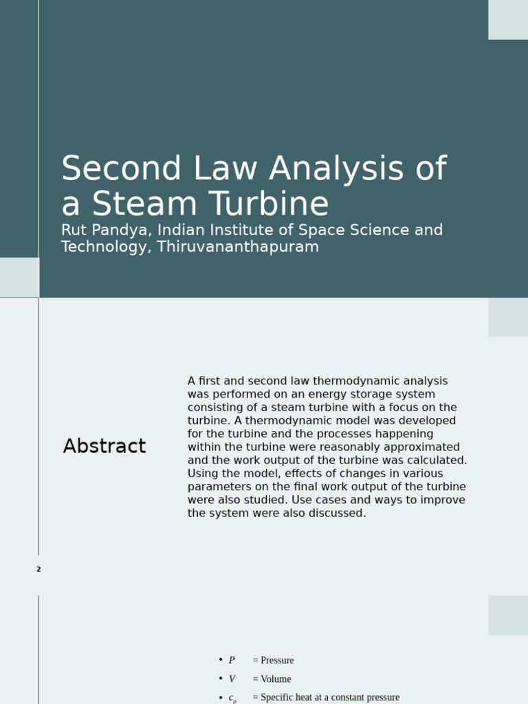 Presentation - First Law Analysis of A Steam Turbine (Unpublished, Part ...