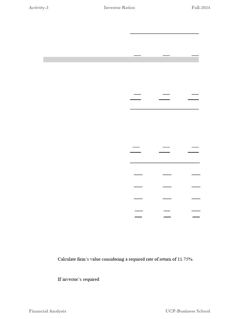 Investor Ratios and Financial Analysis 2024 | PDF | Stocks | Investing