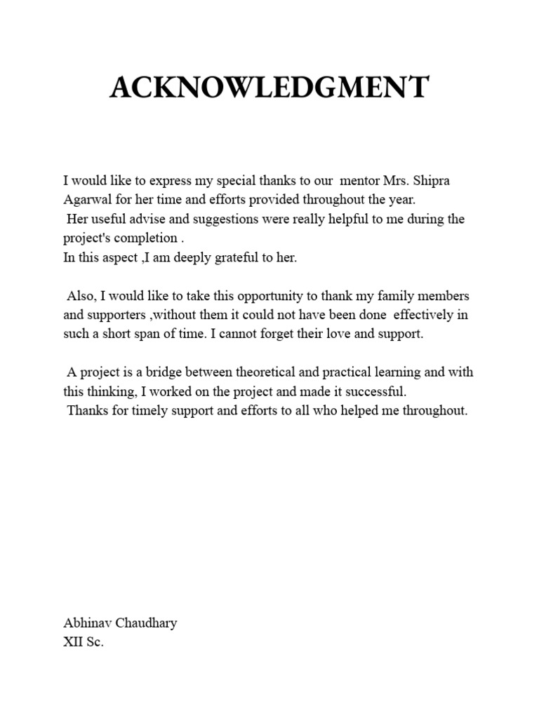 Acknowledgment of Project Support | PDF