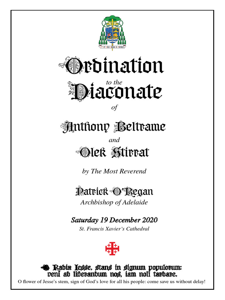 Diaconal Ordination Mass Booklet | PDF | Jesus | Prayer