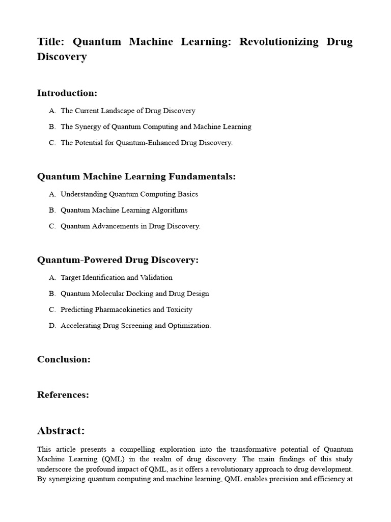 Quantum Machine Learning in Drug Discovery | PDF | Quantum Computing ...