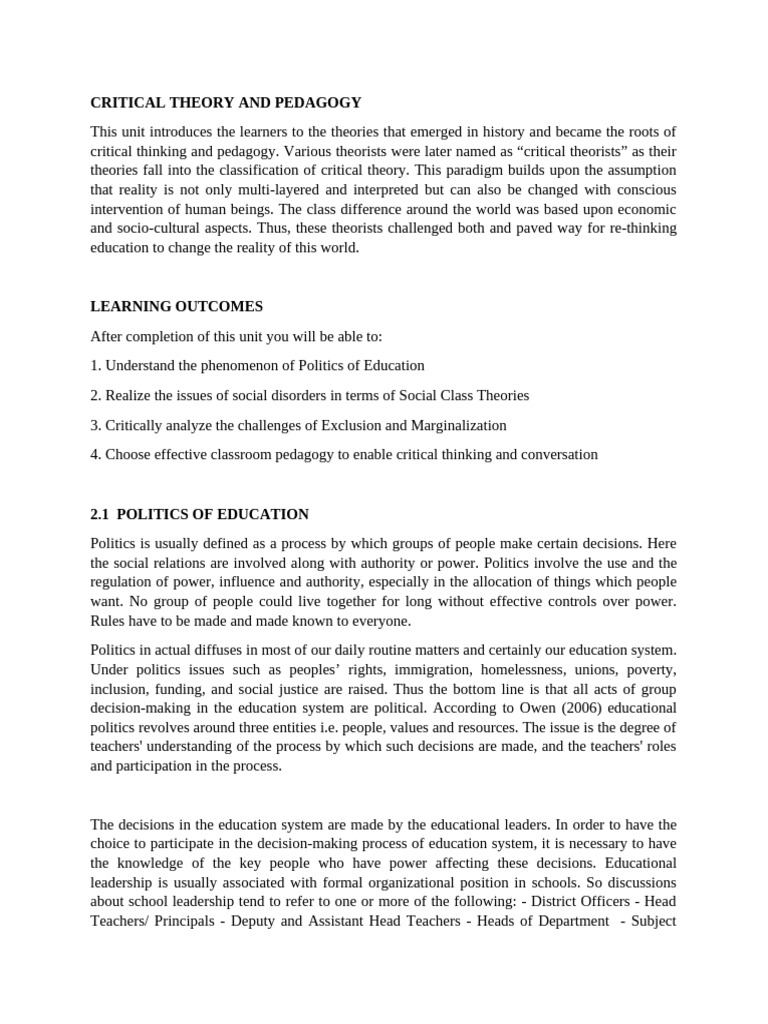 Politics of Education | PDF | Social Exclusion | Marxism