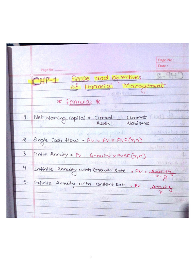 FM Formulas CH 1,2,3,4,5 | PDF