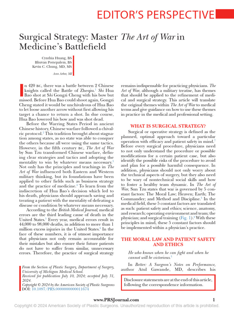 Surgical Strategy Master The Art of War in Medicine's Battlefield | PDF ...