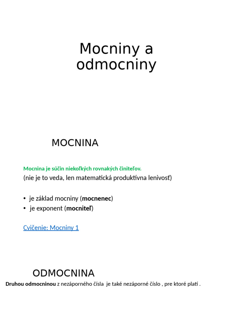 Mocniny A Odmocniny | PDF