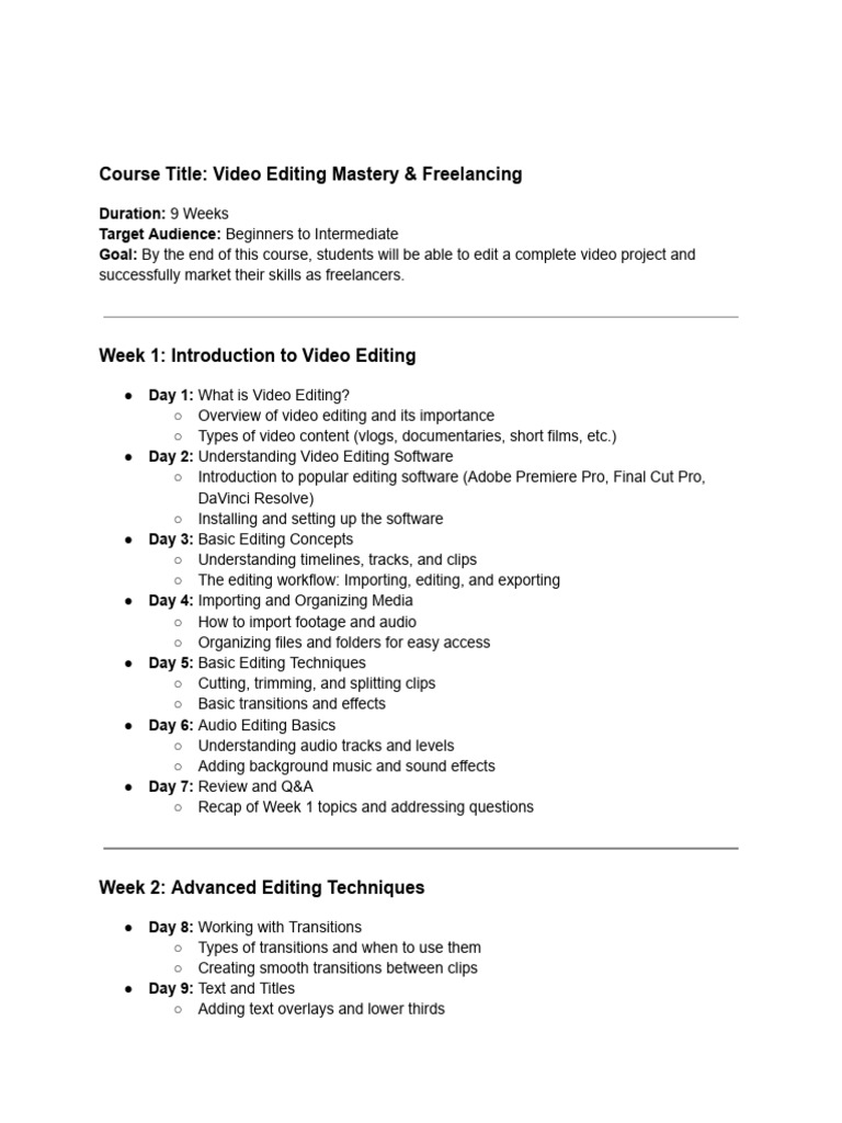 Video Editing & Freelancing Course | PDF | Editing | Social Media