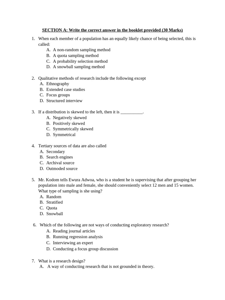 Trial Questions - Research Methods | PDF | Qualitative Research ...