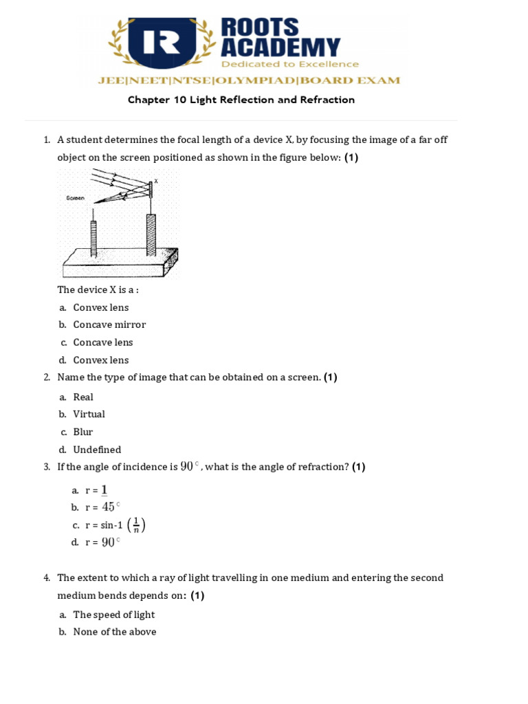 Light DPP Questions+ Solution | PDF | Mirror | Optics